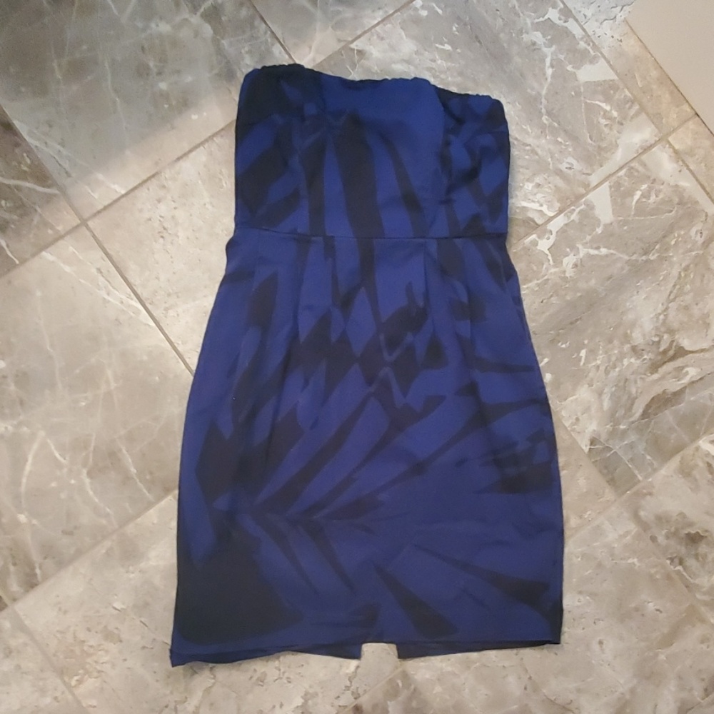Express black and blue strapless dress
